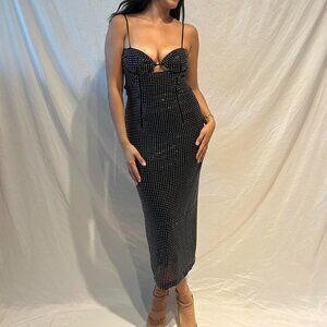 Bardot Black and Rhinestone Midi Dress